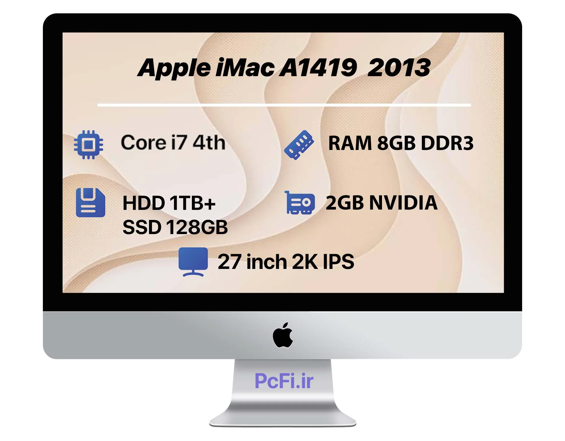 Apple iMac A1419 27″ 2K 2013 | i7-RAM 8GB-HDD 1TB+SSD 128GB-VGA 2GB