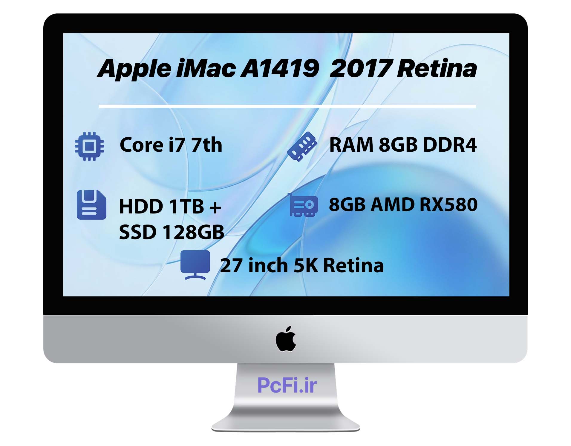 Apple iMac A1419 27″ 5K 2017 | i7-RAM 8GB-HDD 1TB-SSD 128GB-VGA 8GB