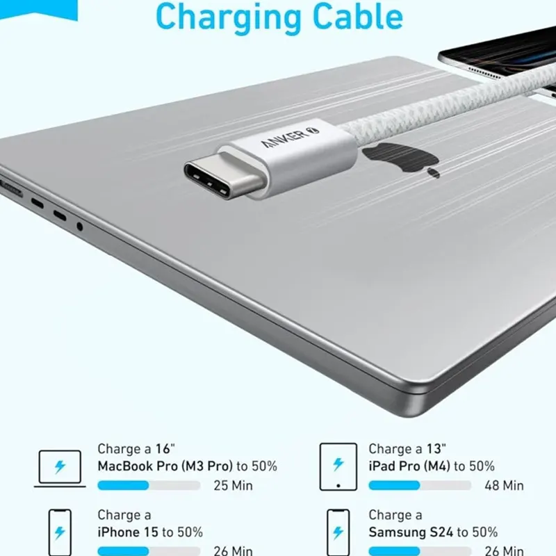 کابل تبدیل USB-C به USB-C انکر مدل Zolo A8060 طول 1 متر — تصویر ۷