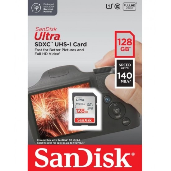 کارت حافظه سن دیسک 128 گیگ سرعت 140 مدل Sandisk SD 128GB 140mb/s Ultra — تصویر ۴
