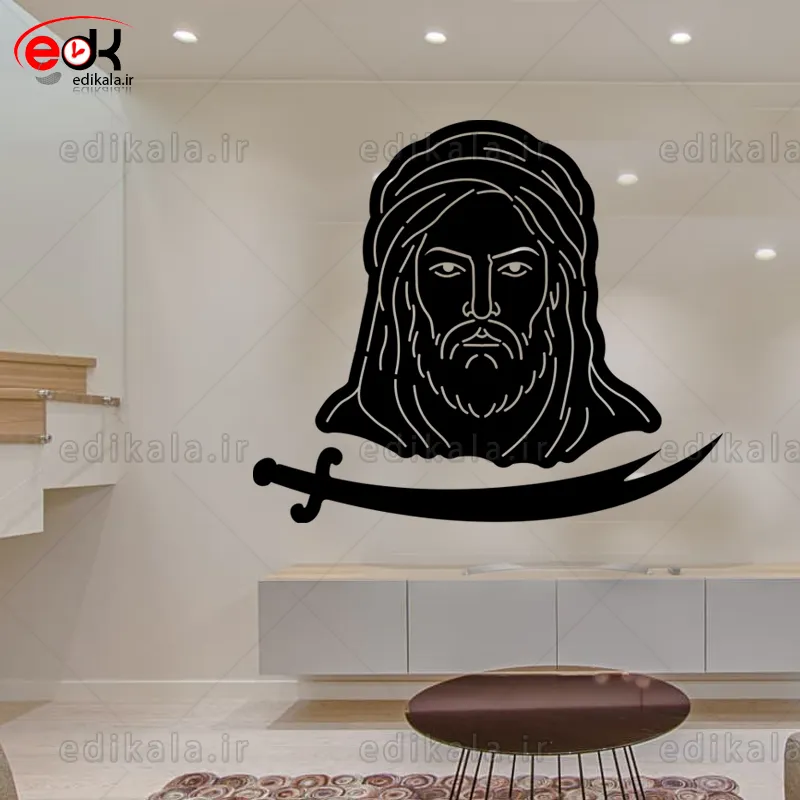 آینه دکوراتیو طرح امام علی و شمشیر ذولفقار شماره 1 در پنج رنگ و ابعاد انتخابی+فایل کورل
