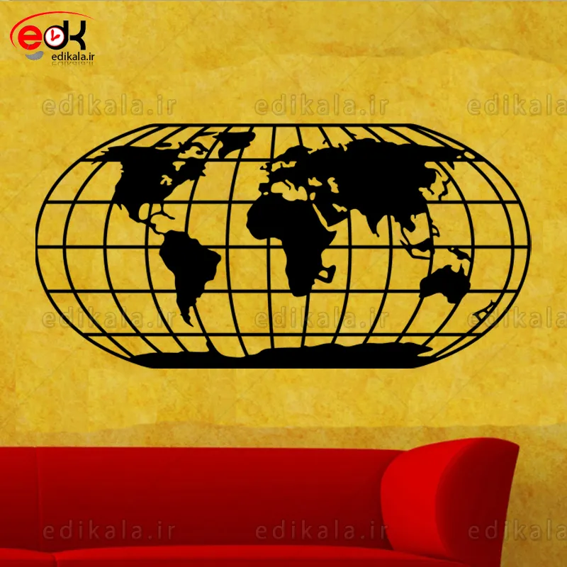آینه دکوراتیو طرح نقشه جهان شماره 2 در پنج رنگ و ابعاد انتخابی+فایل کورل — تصویر ۳