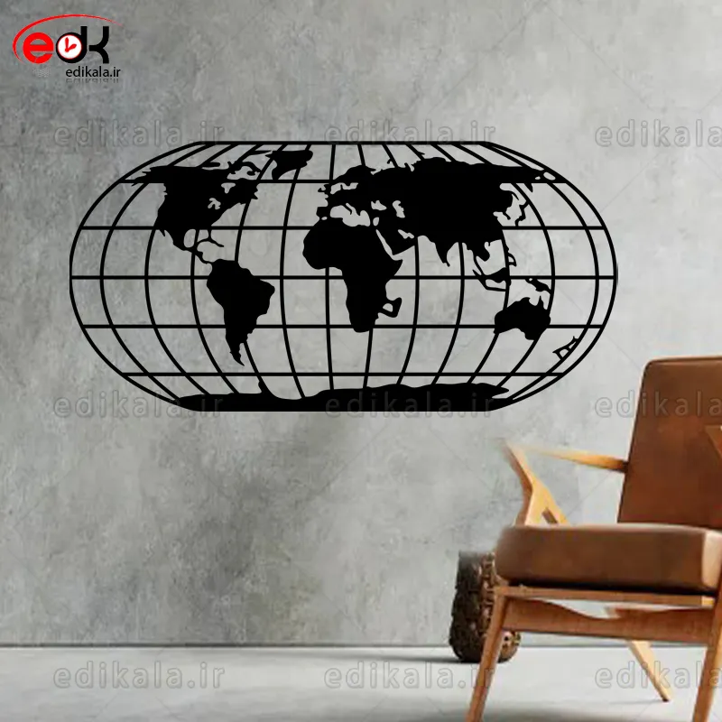 آینه دکوراتیو طرح نقشه جهان شماره 2 در پنج رنگ و ابعاد انتخابی+فایل کورل