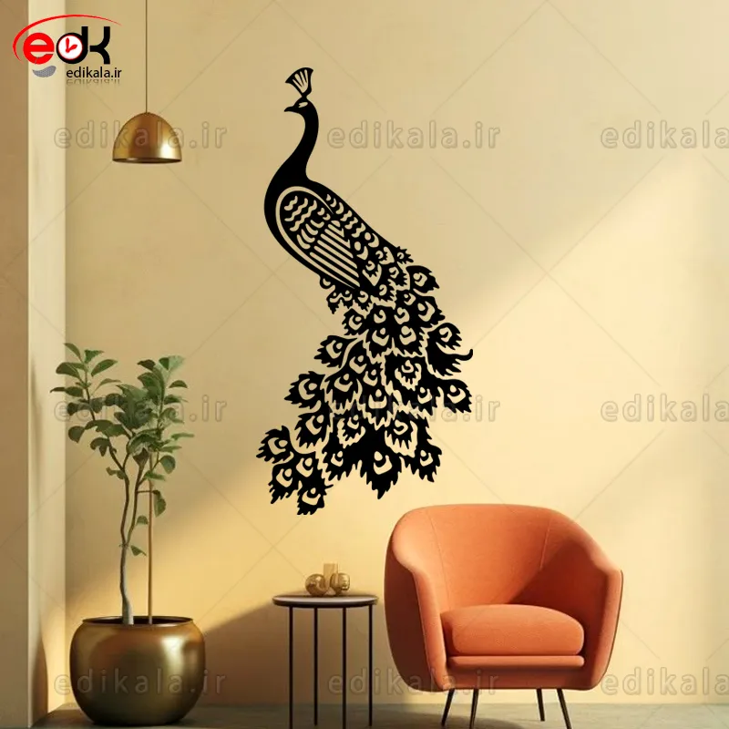 آینه دکوراتیو طرح طاووس شماره 1 در پنج رنگ و ابعاد انتخابی+فایل کورل — تصویر ۲