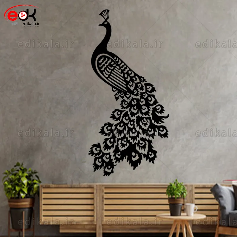 آینه دکوراتیو طرح طاووس شماره 1 در پنج رنگ و ابعاد انتخابی+فایل کورل — تصویر ۳
