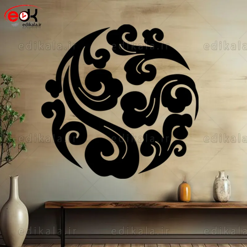 آینه دکوراتیو طرح موج و باد شماره 1 در پنج رنگ و ابعاد انتخابی+فایل کورل — تصویر ۲