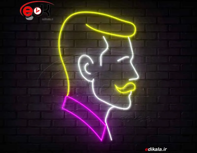 تابلو نئون طرح مرد و سبیل شماره 1 در ابعاد مختلف +آداپتور+ فایل لایه باز