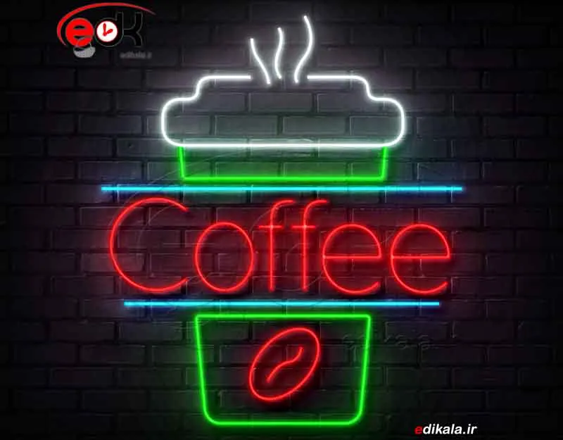 تابلو نئون طرح فنجان قهوه شماره 82 در ابعاد مختلف +آداپتور+ فایل لایه باز — تصویر ۲