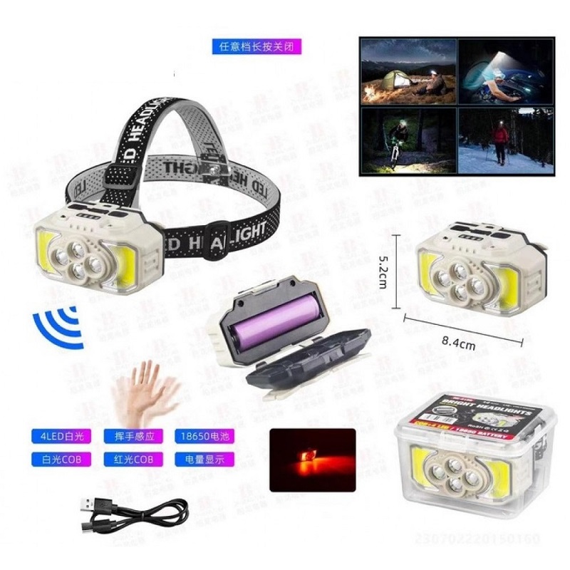 چراغ پیشانی COB+4 led مدل HX-815S — تصویر ۶