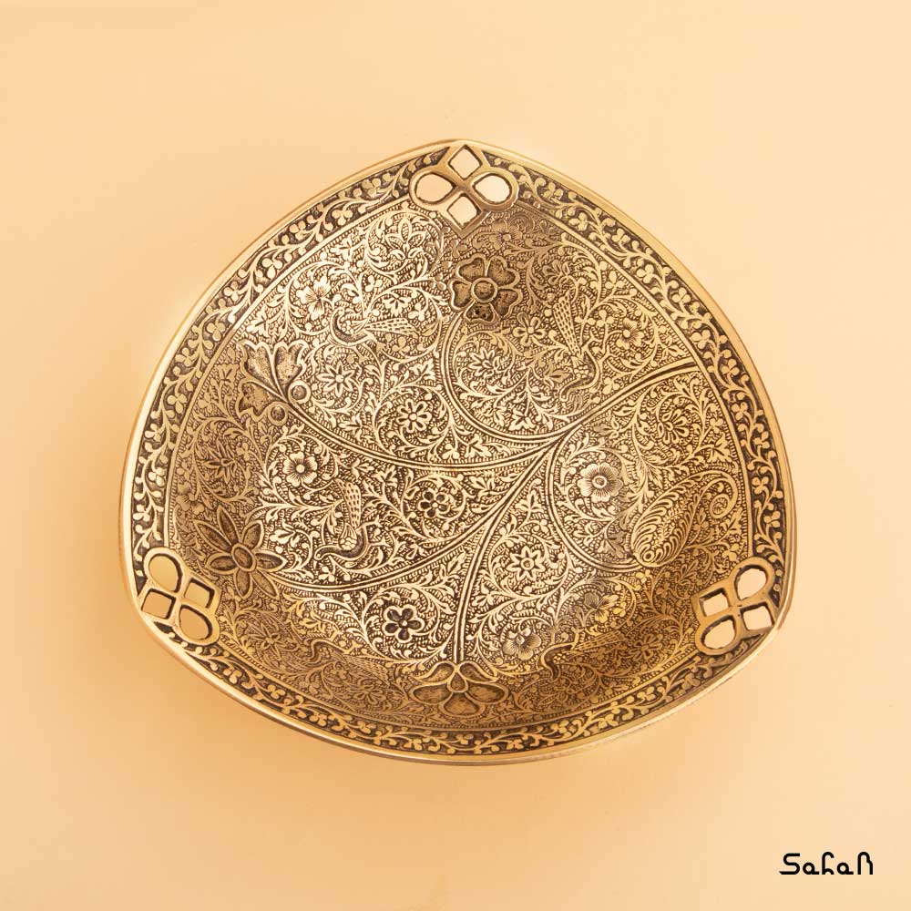 شیرینی خوری برنجی میناکاری مدل گلستان