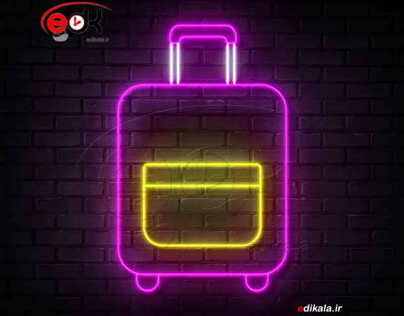 تابلو نئون طرح کیف چمدان شماره 1 در ابعاد مختلف +آداپتور+ فایل لایه باز — تصویر ۲