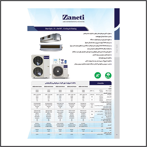 داکت اسپلیت سرد و گرم 48000 زانتی مدل ZMCDSF-48HR1A6AS — تصویر ۴