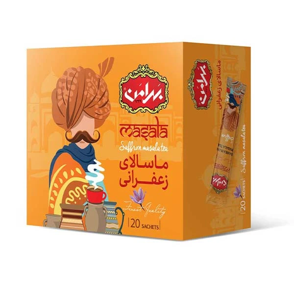 چای ماسالای زعفرانی بهرامن بسته 20 عددی