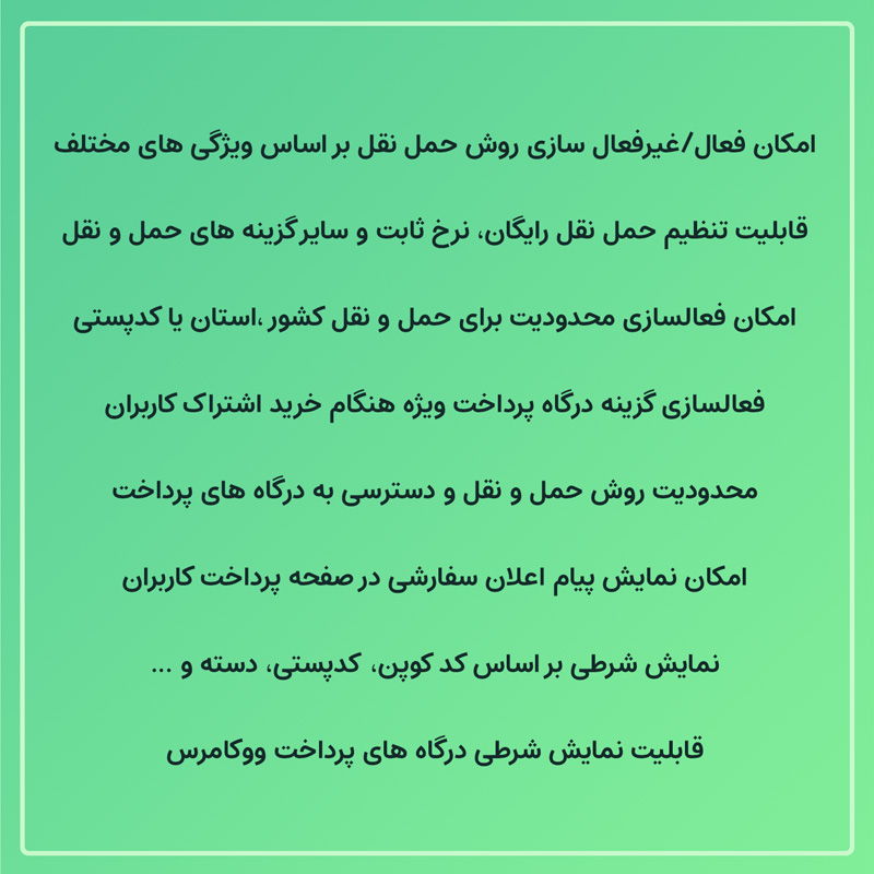 افزونه درگاه پرداخت و حمل نقل شرطی ووکامرس | Conditional Shipping and Payments — تصویر ۳