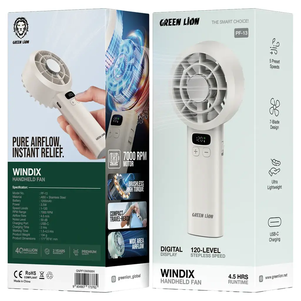 پنکه دستی گرین لاین مدل Green Lion Windix GNPF13WINWH — تصویر ۳
