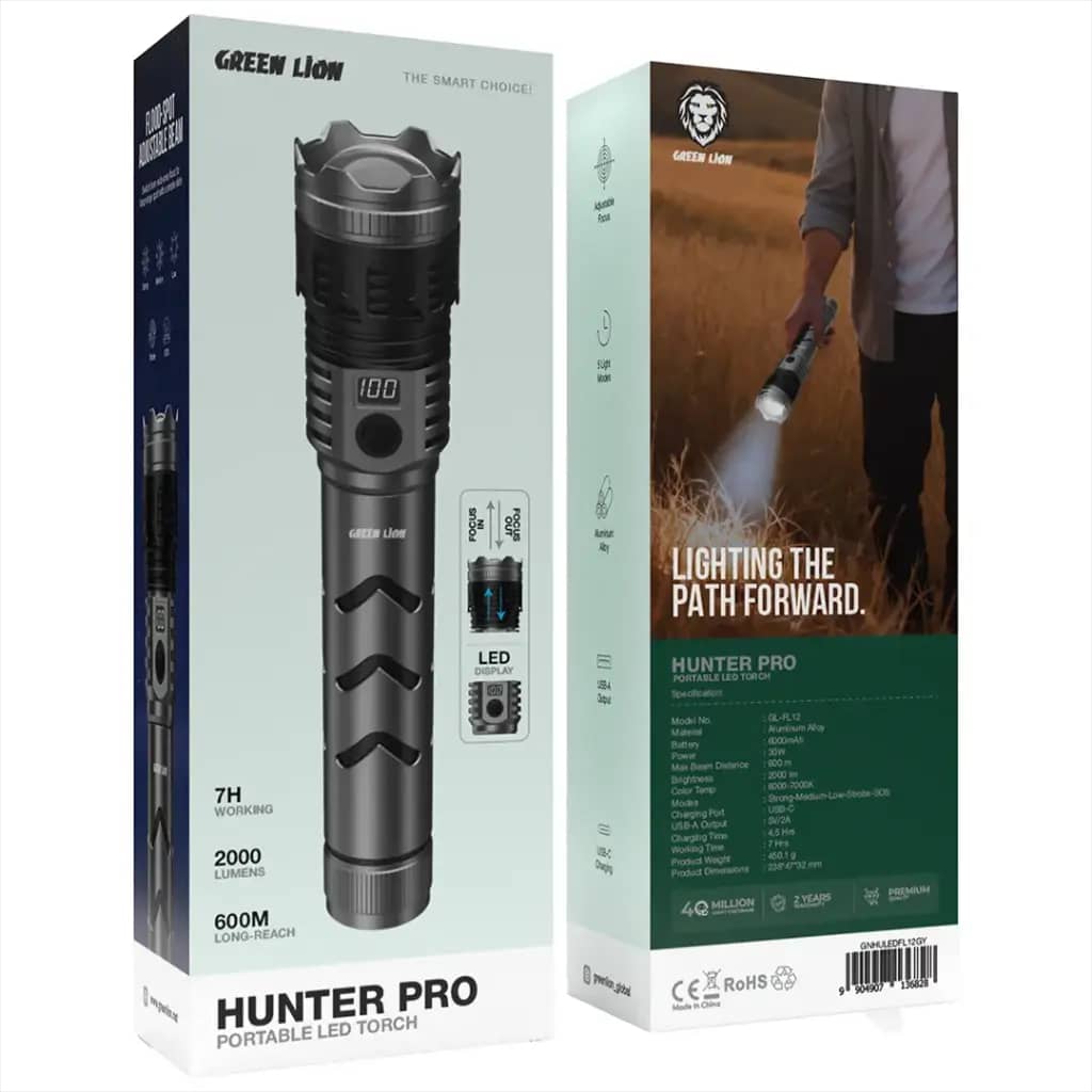 چراغ قوه گرین لاین Green Lion Hunter Pro GNHULEDFL12GY — تصویر ۶