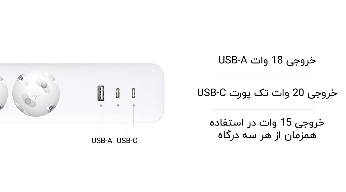 چندراهی برق شیائومی مدل 20W Power Strip XMCXB01EU — تصویر ۷