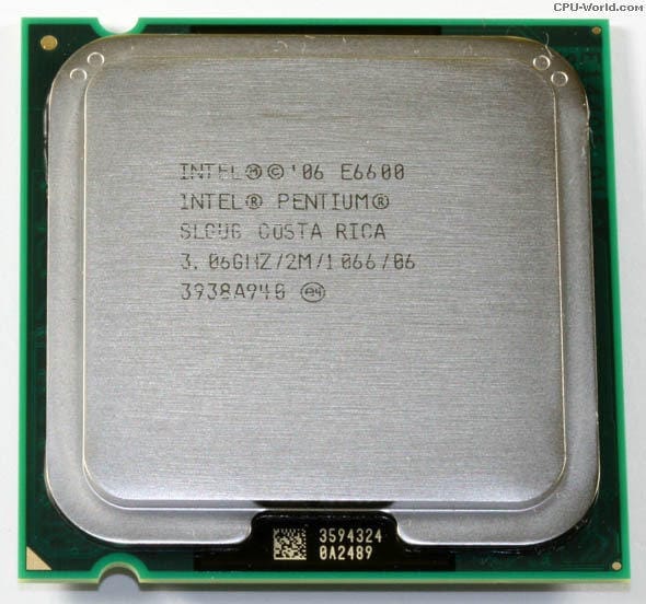 پردازنده کامپیوتر اینتل سری Wolfdale مدل E6600 Pentium استوک — تصویر ۲