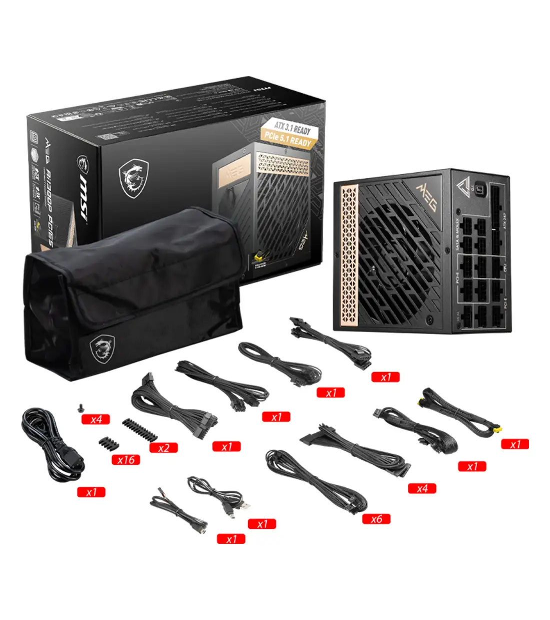 پاور 1300 وات ام اس آی MEG Ai1300P PCIE5 Full Modular — تصویر ۷