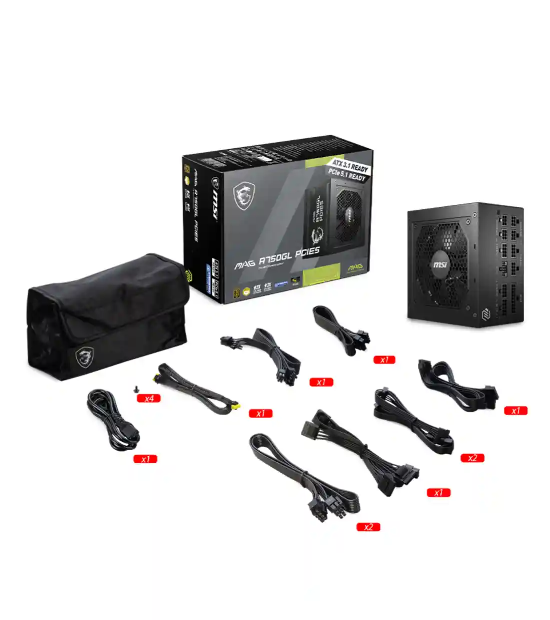 پاور 750 وات ام اس آی MAG A750GL PCIE5 Full Modular — تصویر ۶