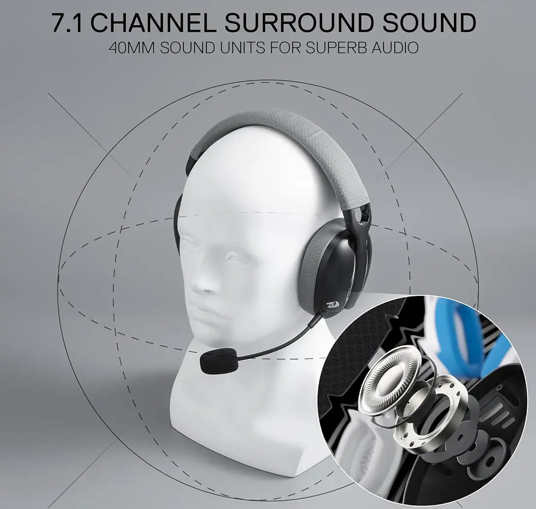 هدست بی سیم گیمینگ ردراگون Skuld H878 BG — تصویر ۵