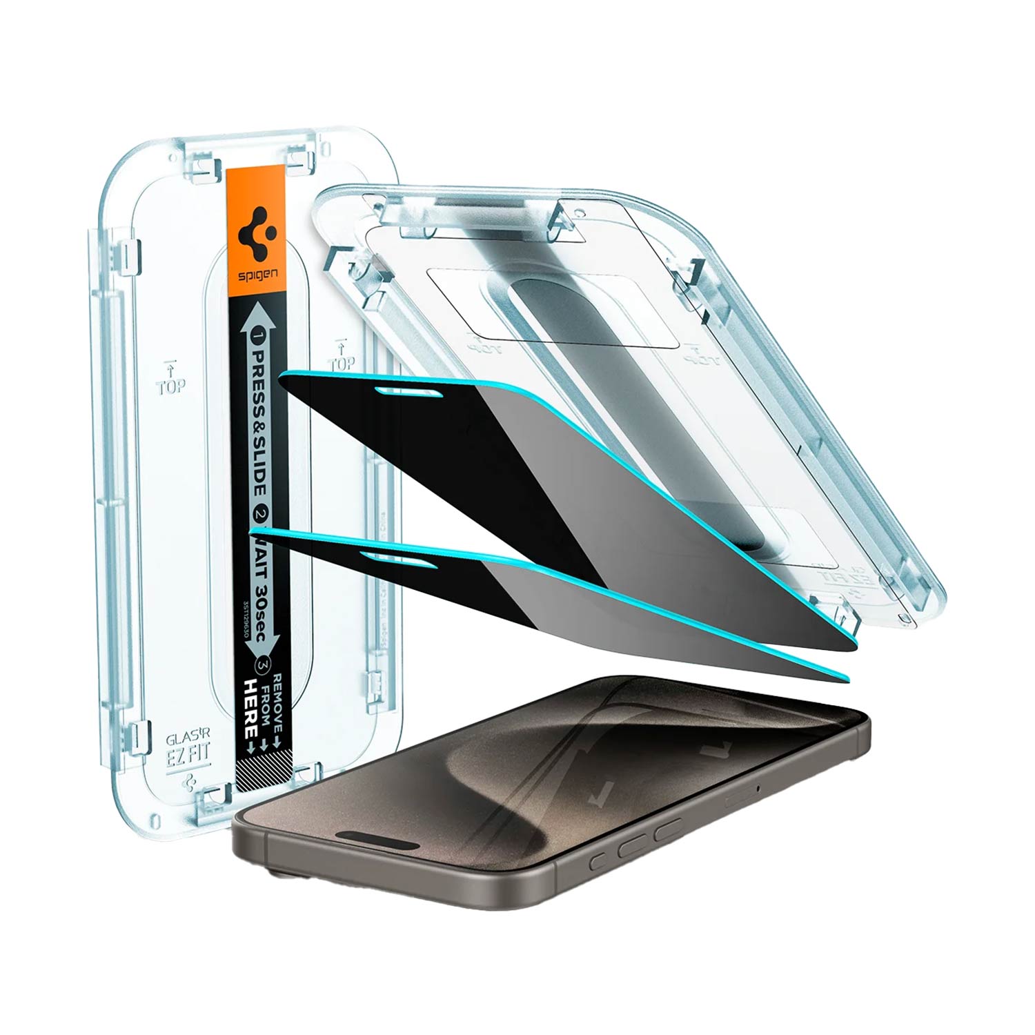 محافظ صفحه نمایش گوشی موبایل اسپیگن مدل Spigen GLAS.tR EZ Fit Privacy مخصوص گوشی موبایل اپل iPhone 15 Pro Max — تصویر ۲