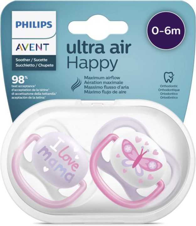 پستانک ارتودنسی 6-0 ماه اونت Philips Avent پروانه I love mama