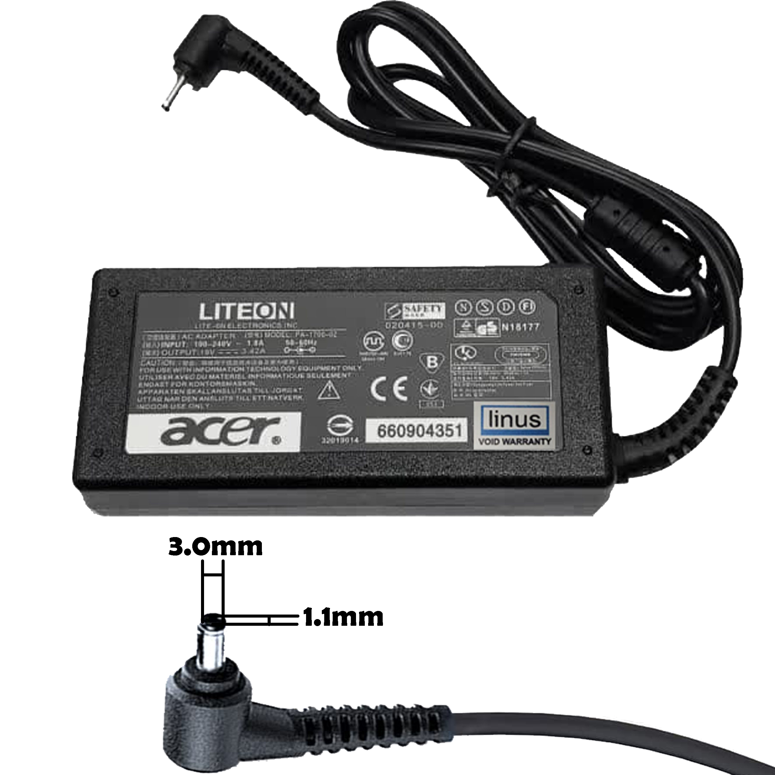 ACER Adapter 19V 3.42A (5.5*1.7) 65W — تصویر ۳