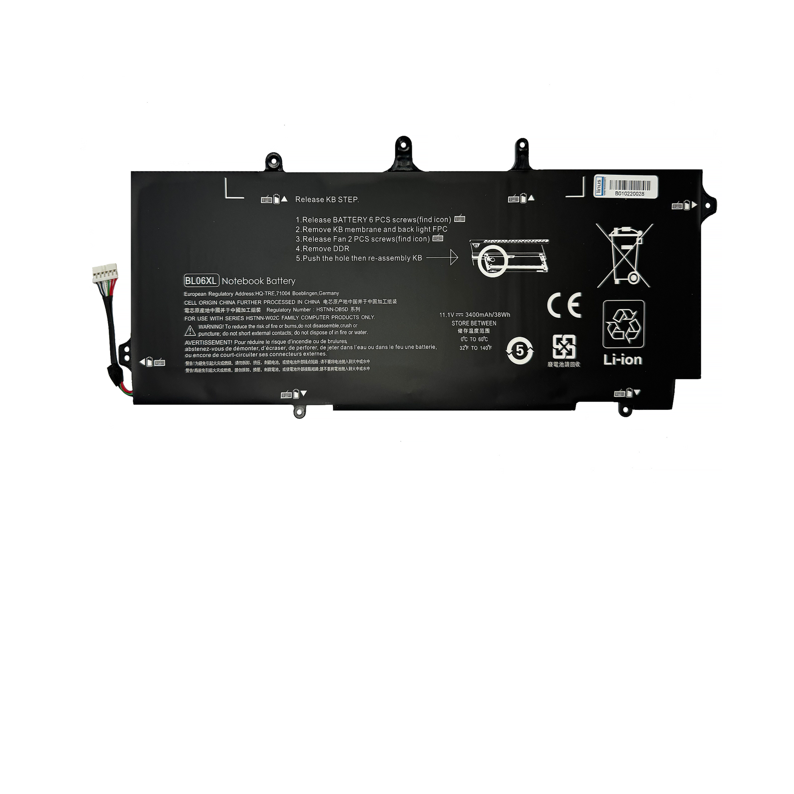 HP BATTERY Folio 1040 BL06XL 4000MAH