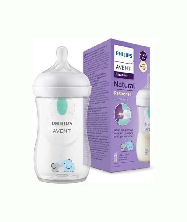 شیشه شیر 260 میل سوپاپ دار نسل جدید ریسپانس طرح فیل اونت Philips Avent Response