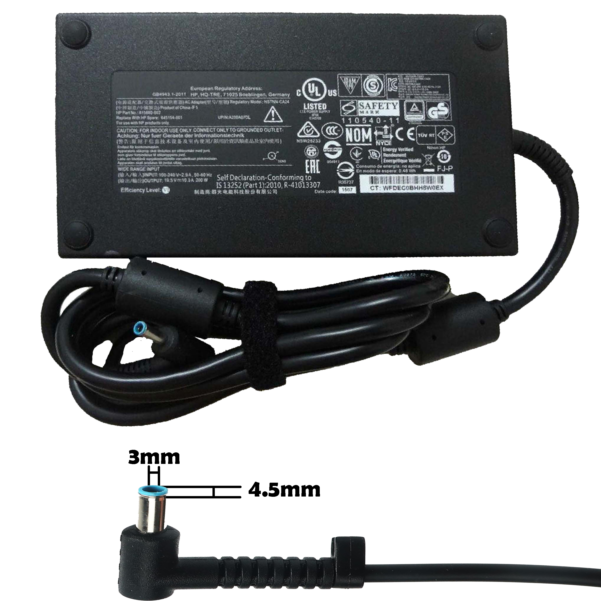 HP Adapter 19.5V 10.3A (4.5*3.0) BLUE 200W