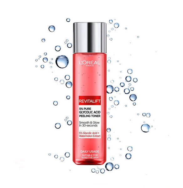 تونر لایه بردار و روشن کننده گلیکولیک اسید 5% لورال Loreal سری Revitalift حجم 180 میل — تصویر ۳