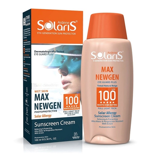 ضدآفتاب بژ طبيعی سولاریس Solaris مدل مکس ژن SPF100 پوست حساس 100 ميل — تصویر ۶