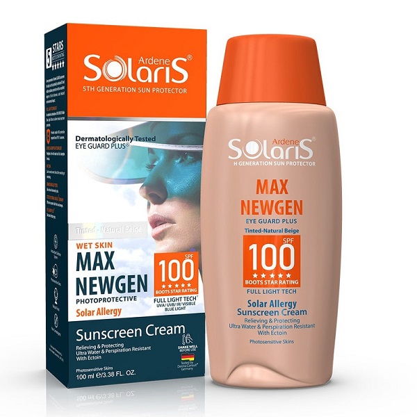 ضدآفتاب بژ طبيعی سولاریس Solaris مدل مکس ژن SPF100 پوست حساس 100 ميل — تصویر ۸