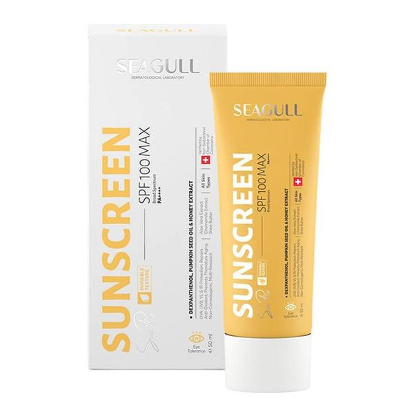 کرم ضد آفتاب بی رنگ Seagull سی گل SPF 100 مناسب انواع پوست 50 میلی لیتر
