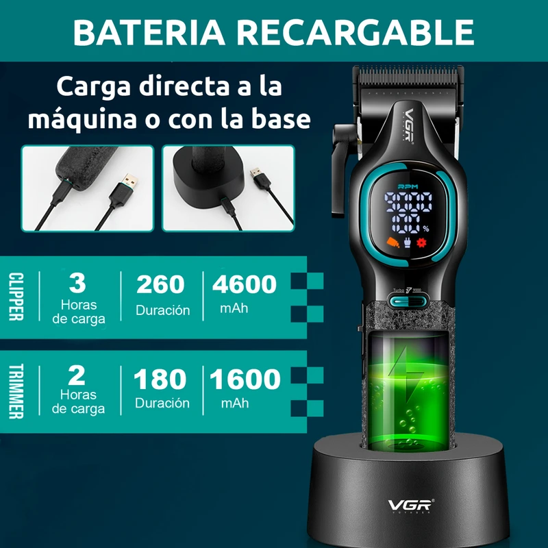 ماشین اصلاح موی سر و صورت شارژی وی جی ار مدل V-886 S2 — تصویر ۴