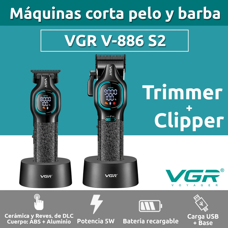 ماشین اصلاح موی سر و صورت شارژی وی جی ار مدل V-886 S2 — تصویر ۷