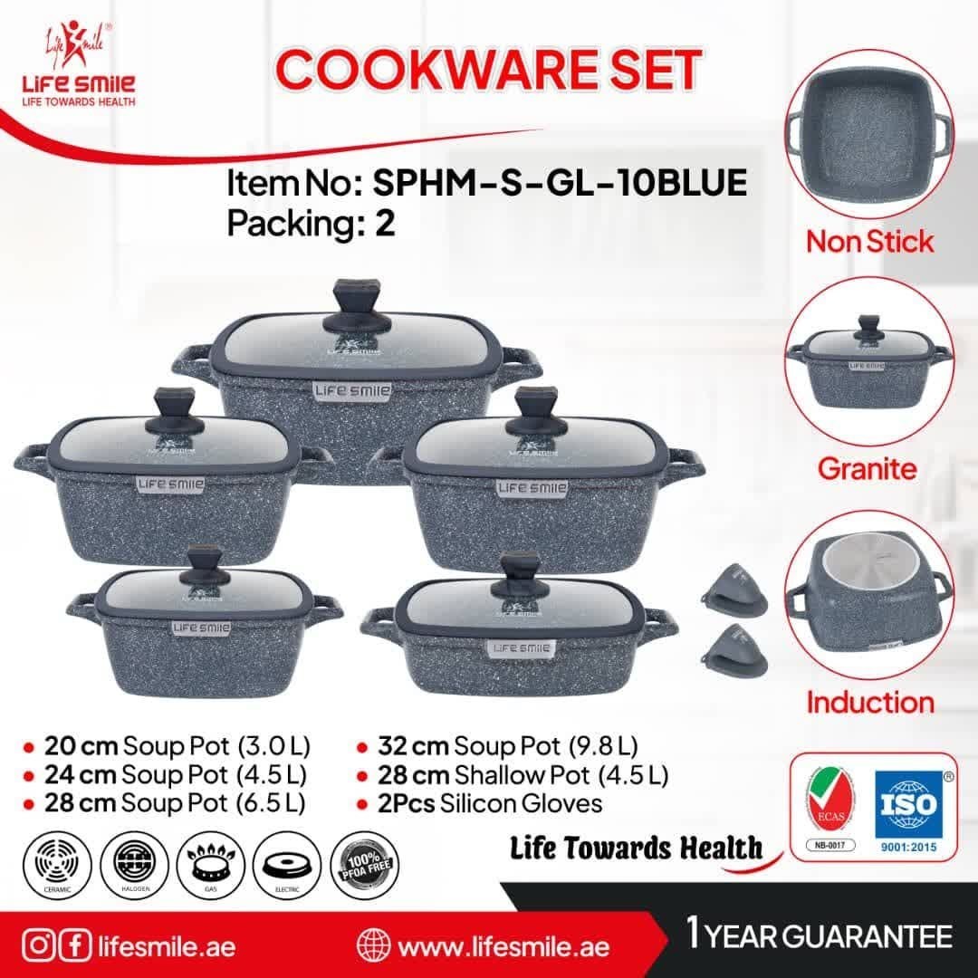 سرویس قابلمه لایف اسمایل مدل SPHM-S-GL10 با ۱۰ پارچه چدن