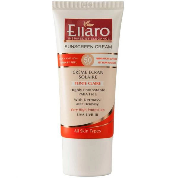ضدآفتاب بژ روشن Ellaro الارو مدل SPF50 انواع پوست