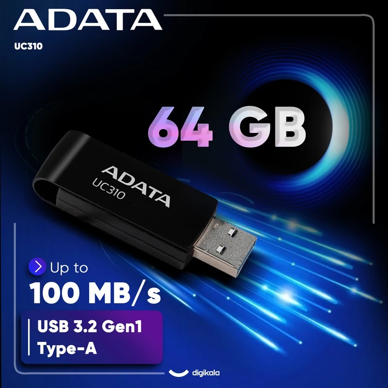فلش مموری ای دیتا مدل UC310 ظرفیت 64 گیگابایت با رابط USB 3.2 — تصویر ۴