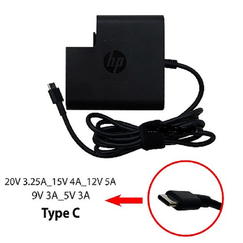 آداپتور تبلت-موبایل-لپ تاپ اچ پی 20V 3.25A_15V 4A_12V 5A_9V 3A_5V 3A Type C مربعی