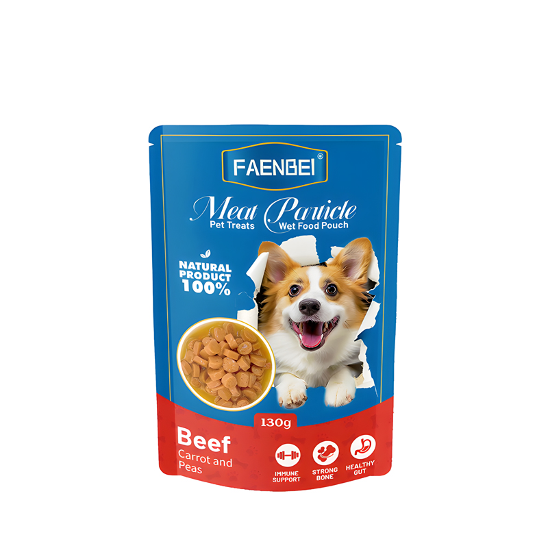 پوچ سگ فنبی با طعم گوشت گاو و هویج و نخود Faenbei Dog Pouch with Beef & Carrot & Peas وزن 130 گرم — تصویر ۲