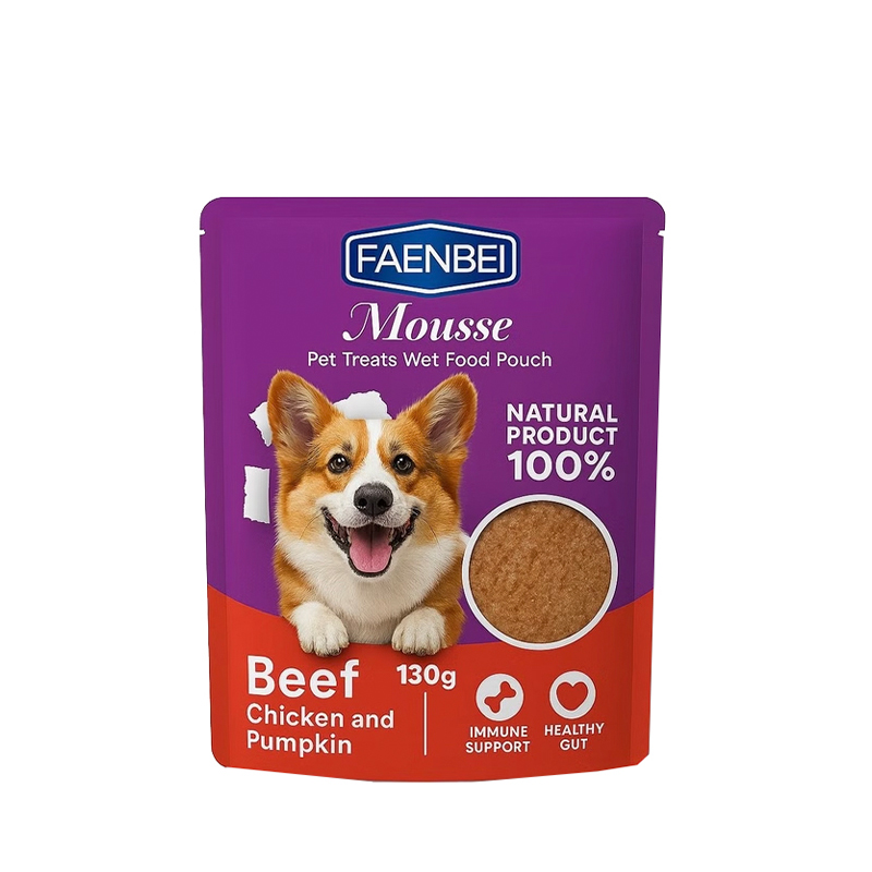 پوچ سگ فنبی با طعم گوشت گاو و مرغ و کدو Faenbei Dog Pouch with Beef & Chicken وزن 130 گرم — تصویر ۲