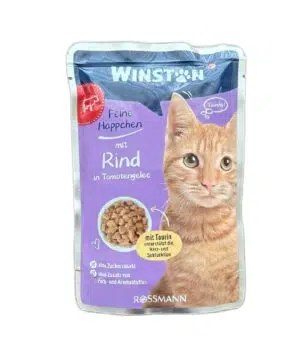 پوچ گربه وینستون با طعم گوشت گاو در ژله گوجه فرنگی Winston Beef In Tomato Jelly وزن 100 گرم — تصویر ۲