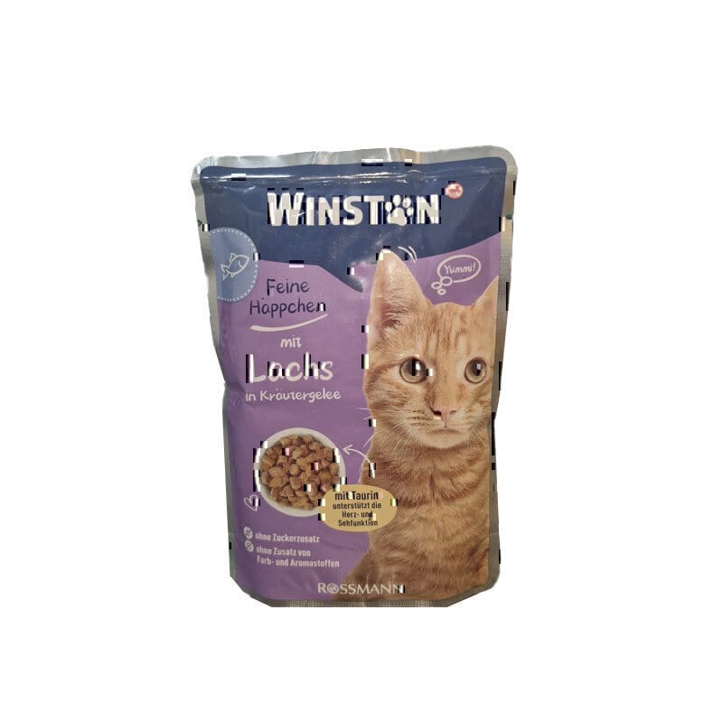 پوچ گربه وینستون با طعم ماهی سالمون در ژله گیاهی Winston Salmon In Herbs Jelly وزن 100 گرم — تصویر ۲