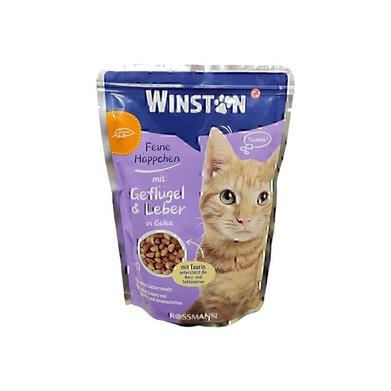 پوچ گربه وینستون با طعم جگر مرغ در سس مرغ Winston Chicken Liver In Chicken Sauce وزن 100 گرم