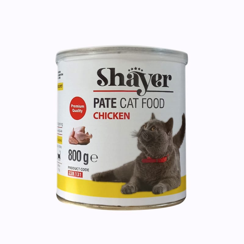 کنسرو غذای گربه با طعم گوشت مرغ شایر Shayer Premium Pate with Chicken وزن 800 گرم — تصویر ۲
