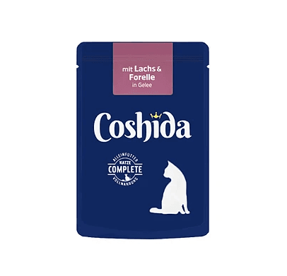 پوچ گربه کوشیدا با طعم ماهی سالمون و قزل آلا در ژله Coshida Pouch Lachs & Forelle وزن ۱۰۰ گرم — تصویر ۲