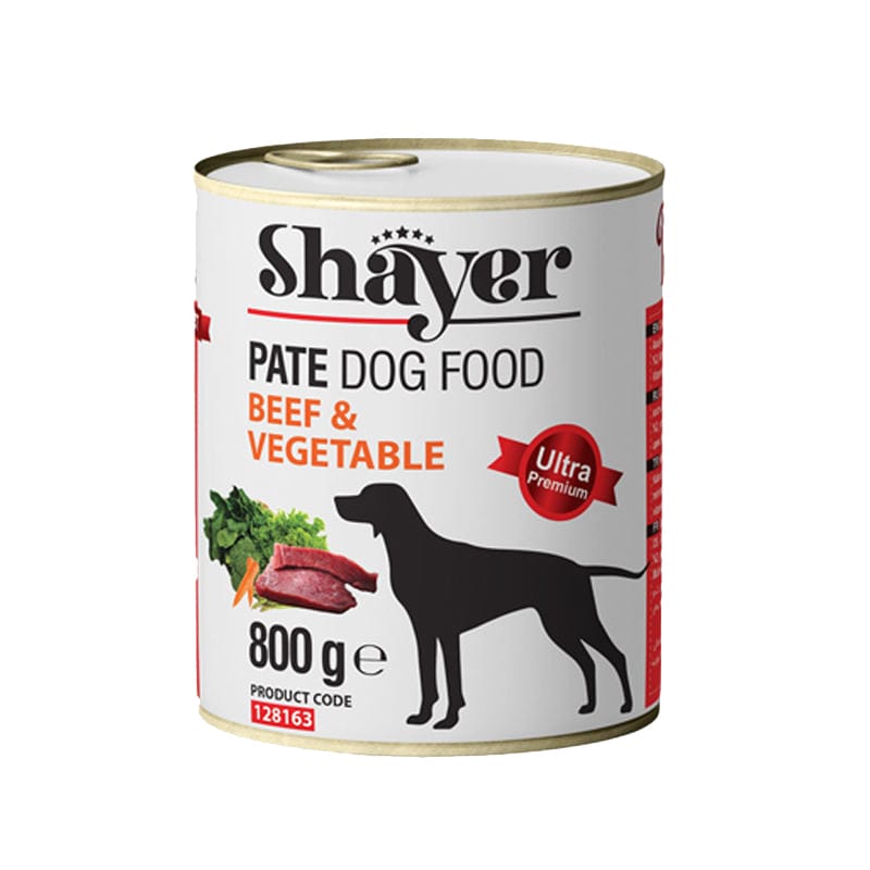 کنسرو غذای سگ با طعم گوشت و سبزیجات شایر Shayer Pate With Beef & Vegetable وزن 800 گرم