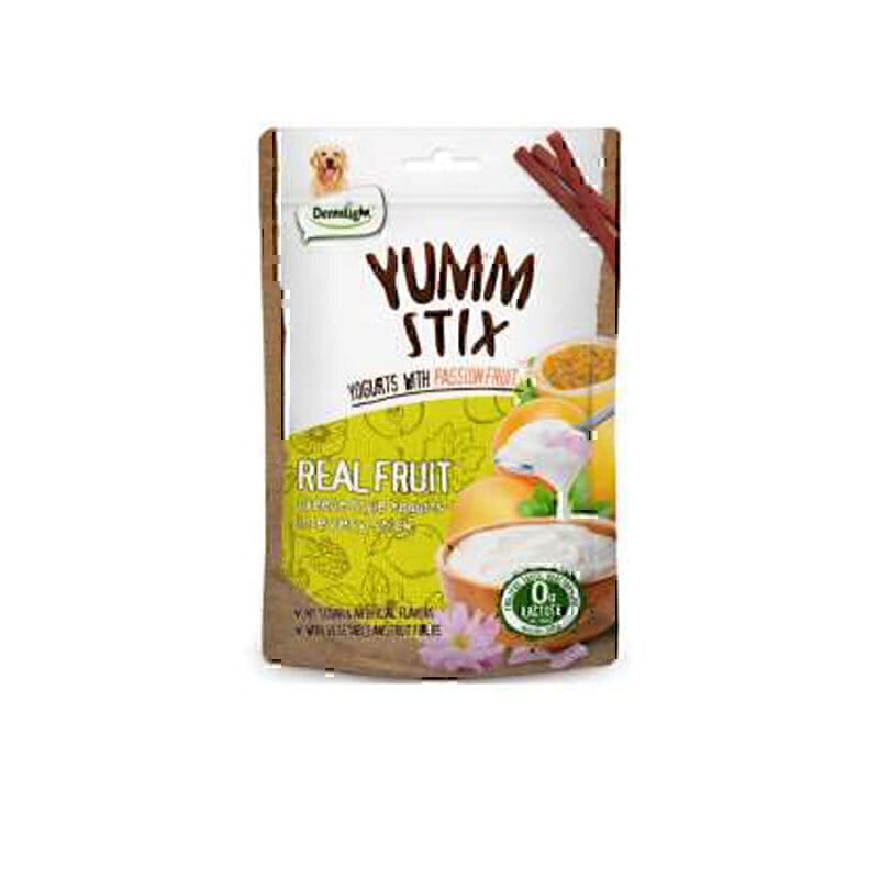 تشویقی سگ یام استیکس دنتالایت با طعم ماست و میوه‌های استوایی Dentalight Dog Treat Yogurts With Passion Fruit وزن 70 گرم